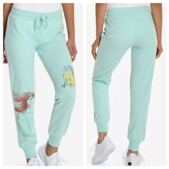 Disney Little Mermaid Sage Green Sweatpants - Picture 1 of 6
